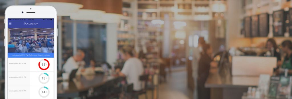 Cafeteria using BlueFox occupancy solution for Social Distancing